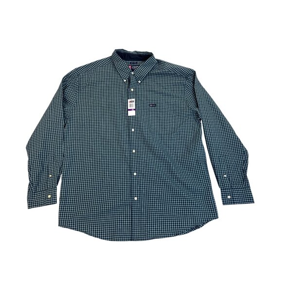 Chaps Mens Navy & White Plaid Button-Down Shirt XXL - New - Picture 2 of 9